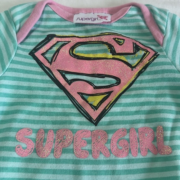 DC Comics - Supergirl Striped Footie - Green and Pink - Picture 2 of 4